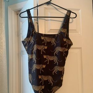 2/20 Cheetah black one piece swim/body suit